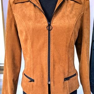 Amanda Smith Womans 10P Faux Suede Jacket Brown